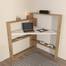 Hanah Home Kelly Mesa de Estudio Nogal y Blanco